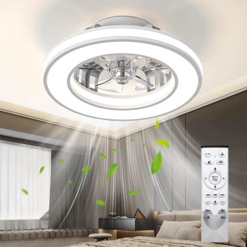 Ventilator Tavan cu Iluminare LED 16-22 Inch, 6 Viteze, Dimabil, Telecomanda - 30W 45W pentru Dormitor, Living, Sufragerie - 30W 16inch